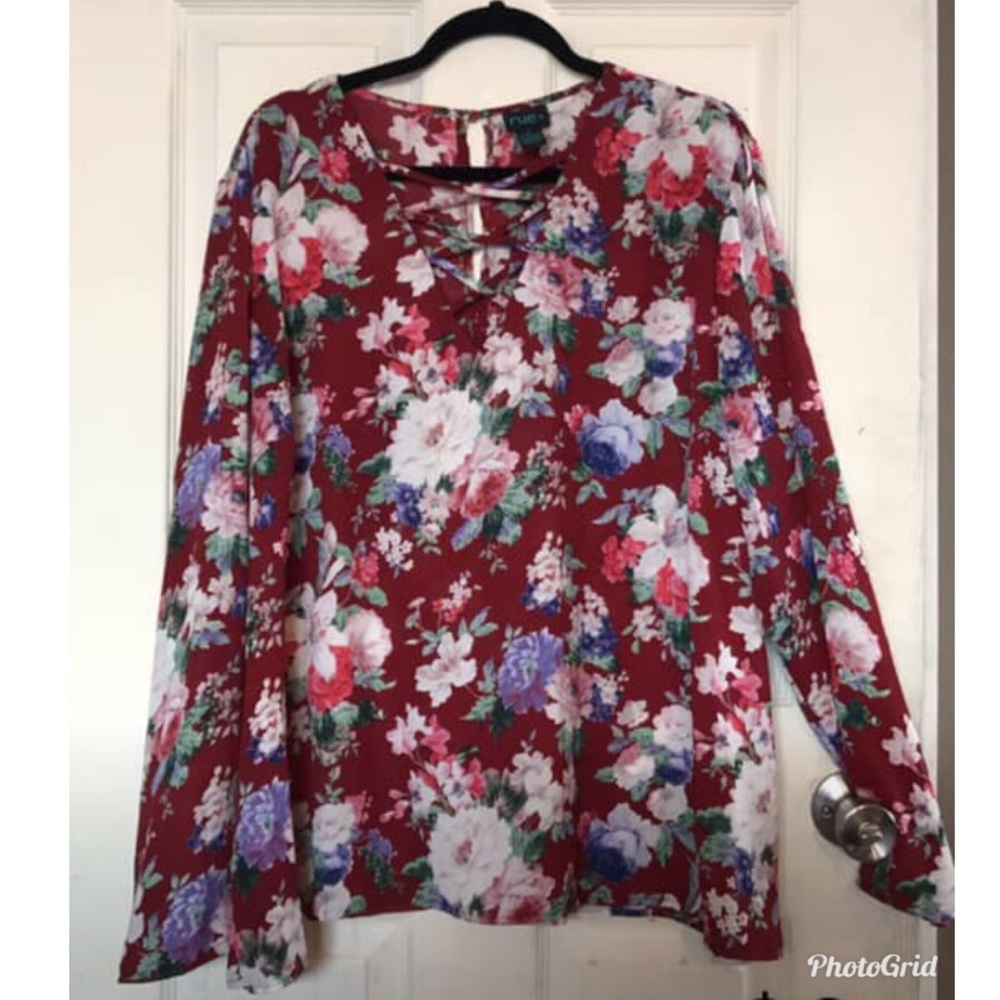 SOLD!! Cross cross floral sheer blouse from Rue21!